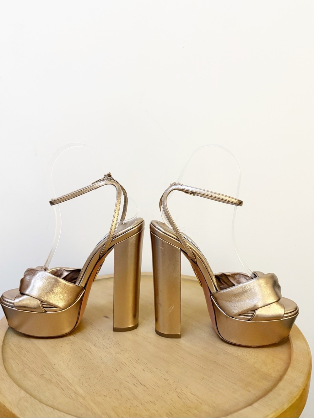 New Aquazzura Olie Plateau 140 Knotted Platform Heels - Picture 7 of 13
